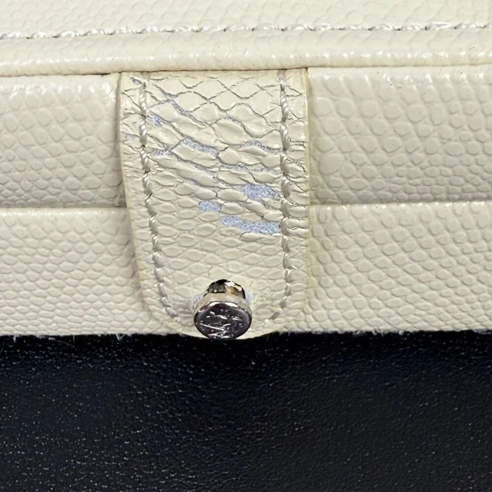 Pottery Barn McKenna Jewelry Box Travel Case Beige Faux Lizard 6.5
